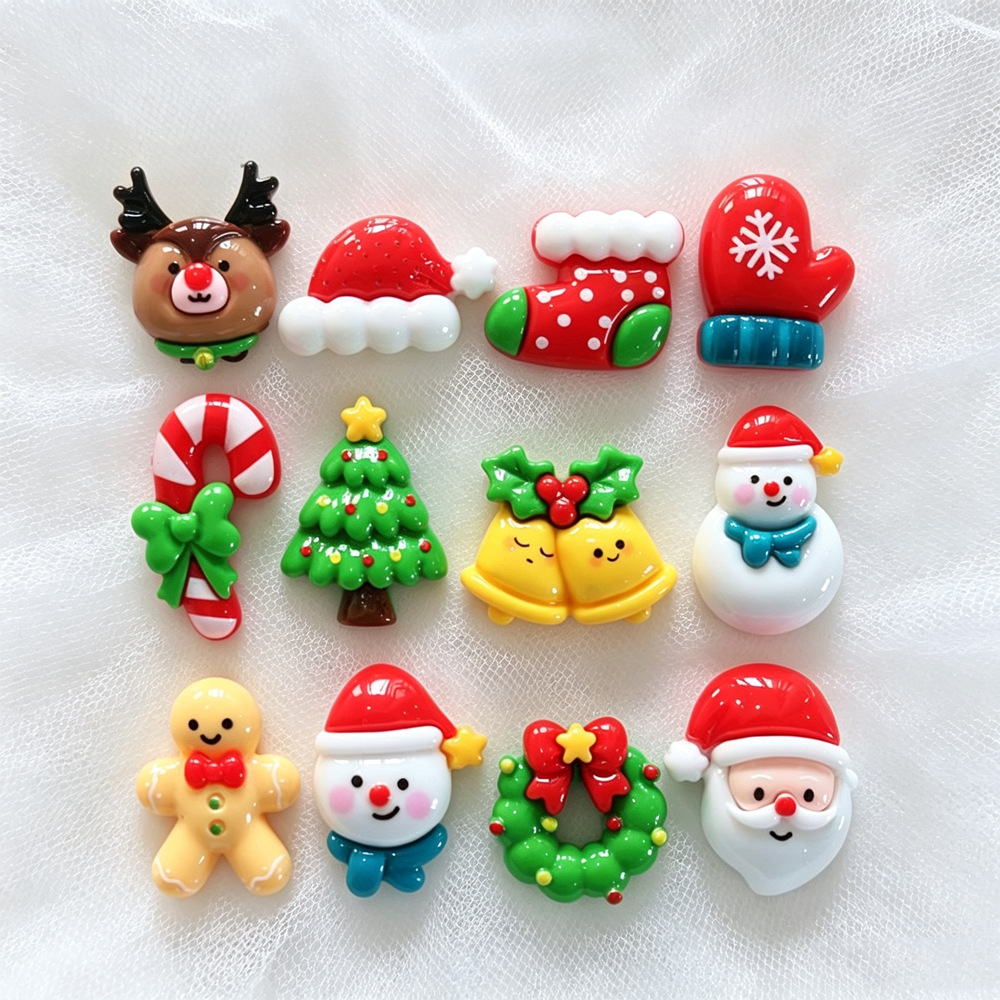 Hair Care Lotion - 10/50PCS Christmas wreath snowman resin accessories,