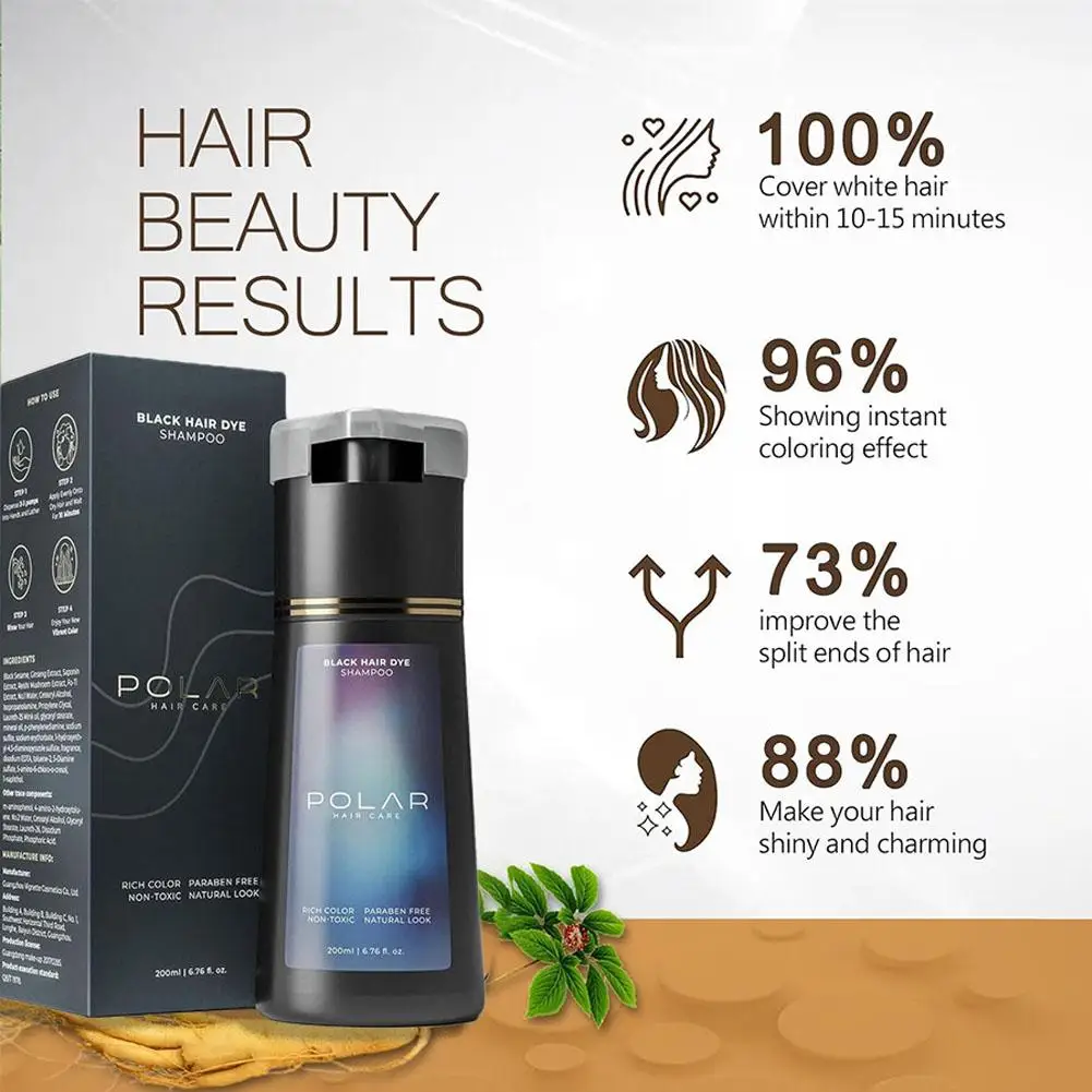 Hair Care Natural Ingredients - 200ml Hair Dye Shampoo, Fast Coloring