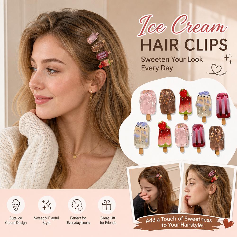 10Pcs Ice Cream Hair Clips Set - Hair Care Lotion review and price